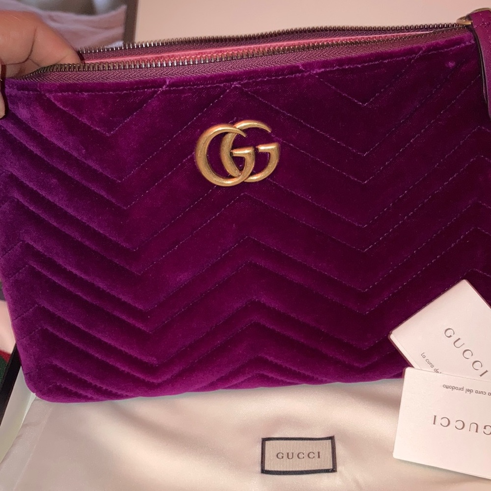 Purple/Burgundy velvet Gucci pouch💕💕